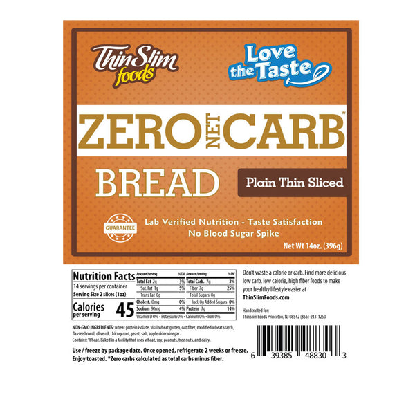Zero Net Carb Plain Bread - Thin Sliced